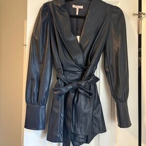 New With Tags, BCBG Navy Leather Romper